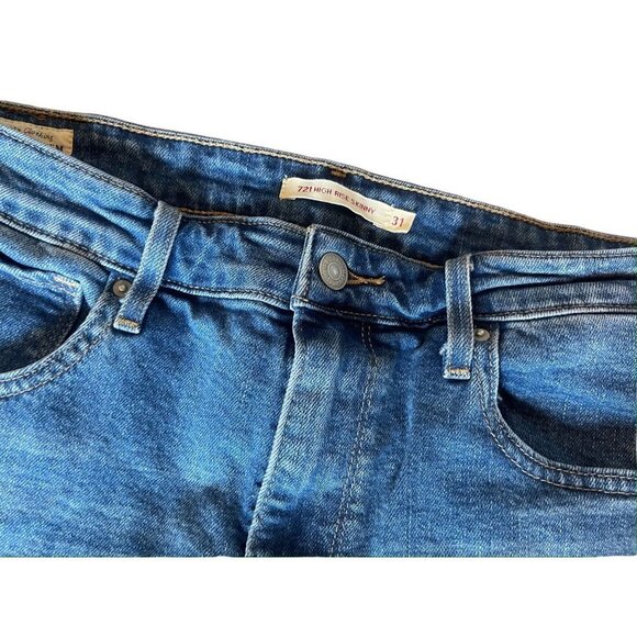 LEVI'S Premium Denim 721 High Rise Skinny Distressed Busted Knee Jean - Picture 4 of 12